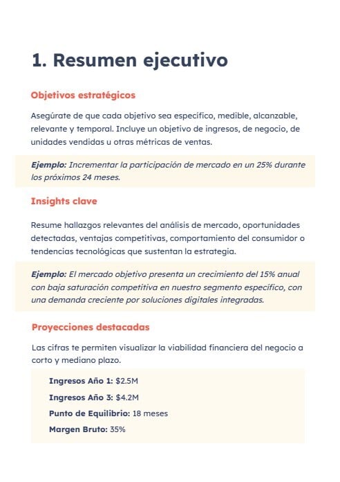 Plantilla de plan de negocios para Word